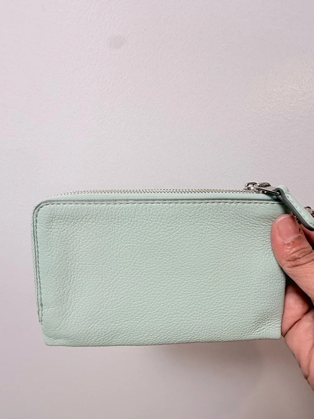 Y2K Coach Mint Green Pebbled Leather Wristlet